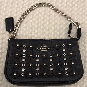 Coach Navy/Black Floral Studded Wristlet